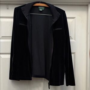 Lauren Ralph Lauren Navy Blue Velvet Tracksuit Jacket